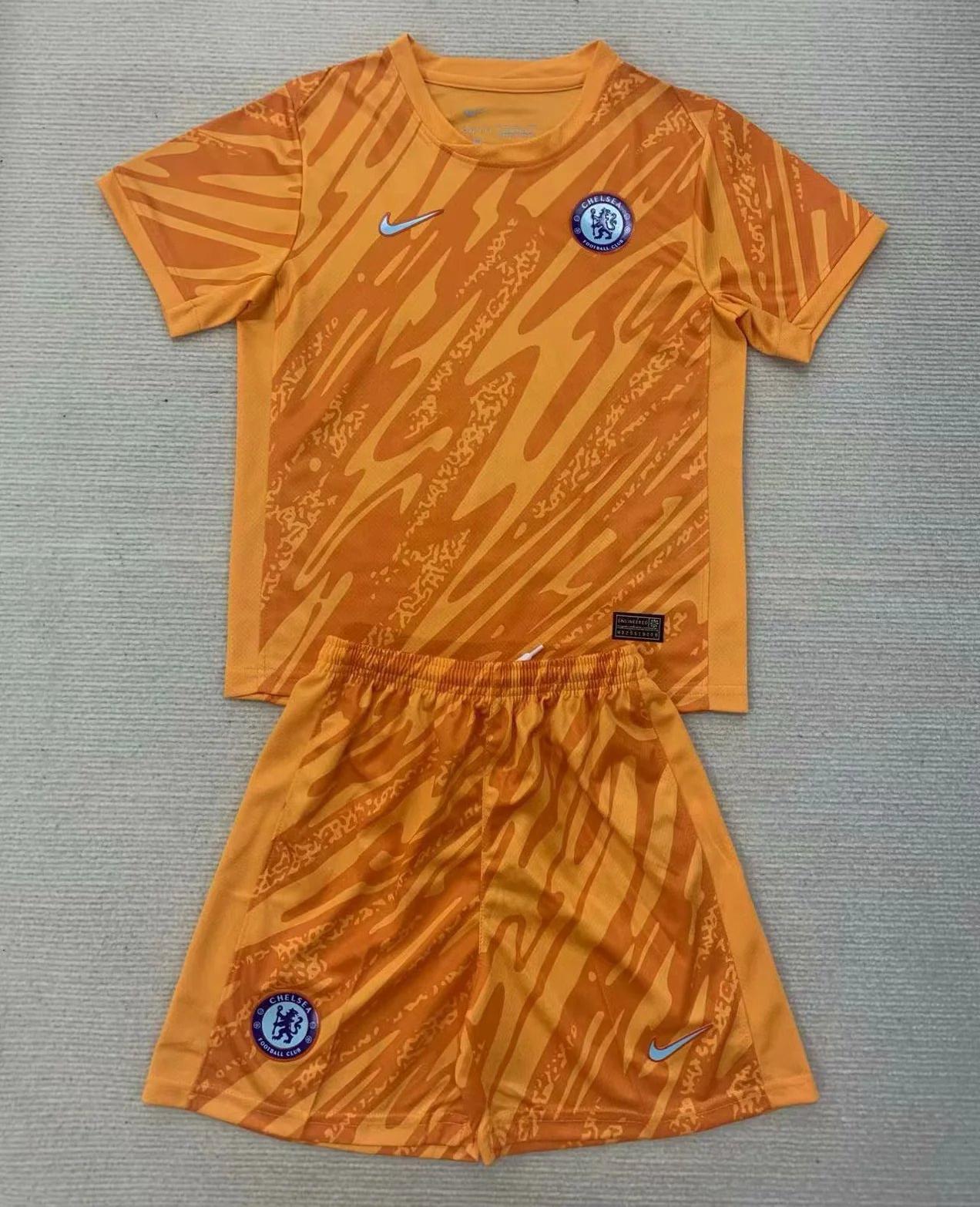 Kids-Chelsea 24/25 GK Orange Soccer Jersey